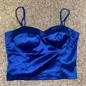 RELISTING 5/11 - Royal Blue Satin Top with Adjustable Straps